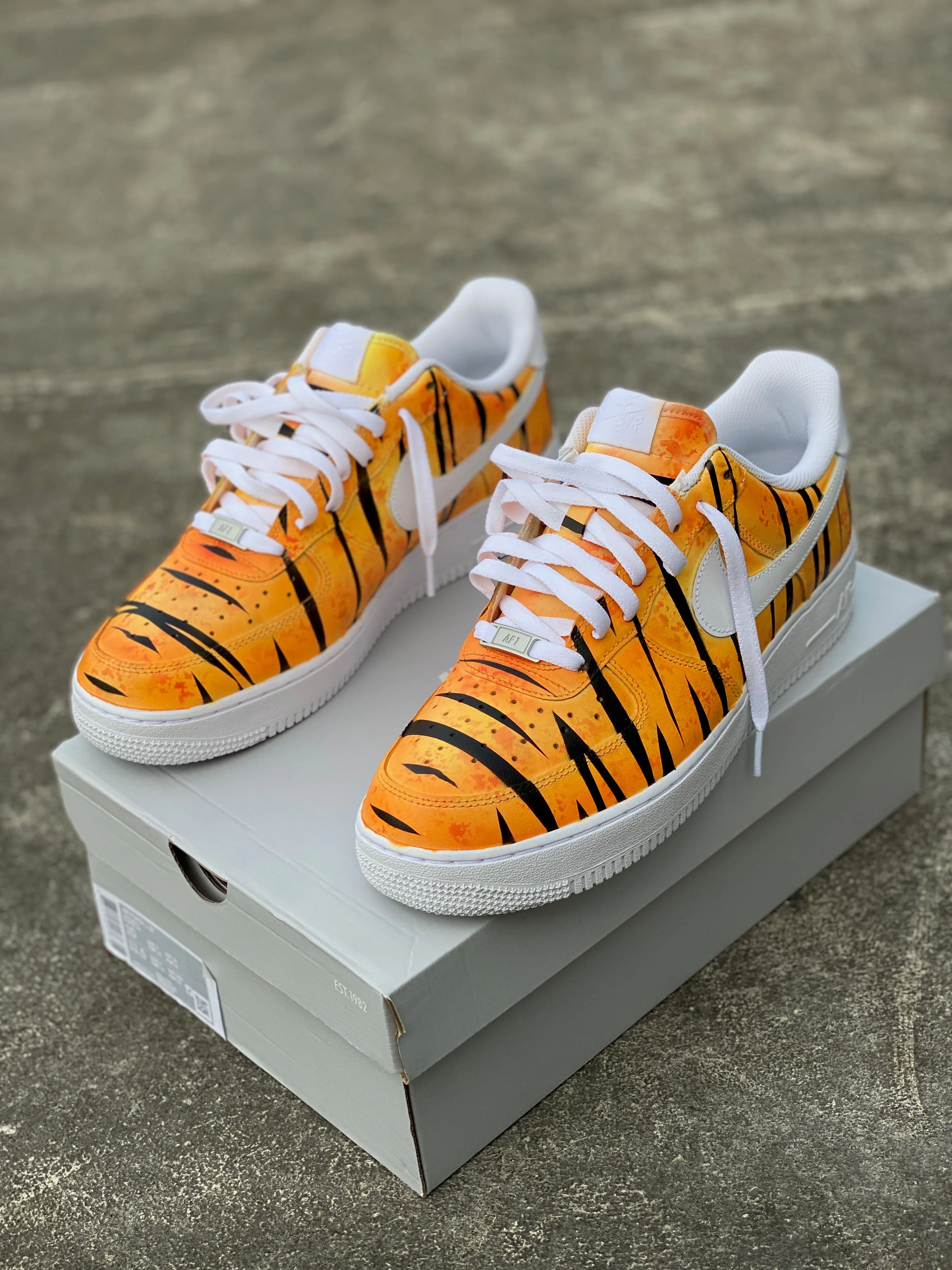 Custom Orange Tiger Stripe Nike Air Force 1