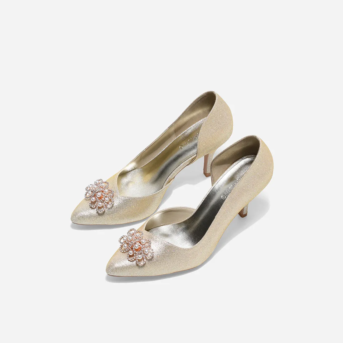 Cynthia Gold Pumps