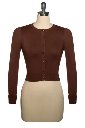 D'Amour Brown Long Sleeve Crop Cardigan