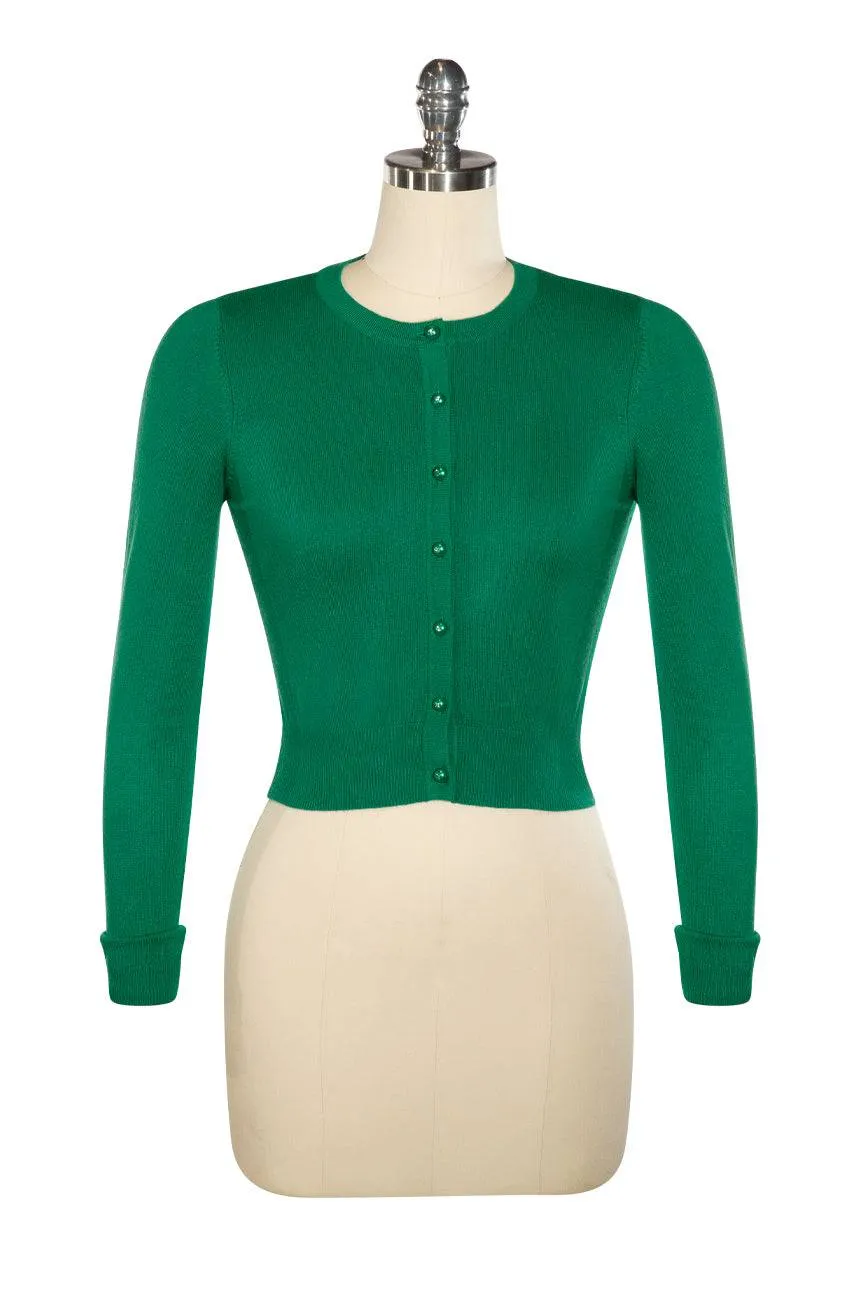 D'Amour Green Long Sleeve Crop Cardigan