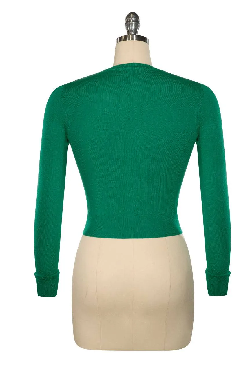 D'Amour Green Long Sleeve Crop Cardigan