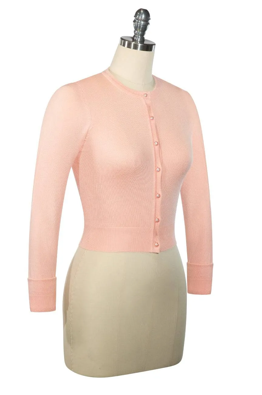 'D'Amour Pink Crop Cardigan - Long Sleeve'