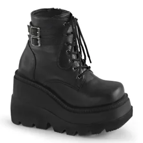 Demonia Shaker-52 Wedge Platform Vegan Leather Boot