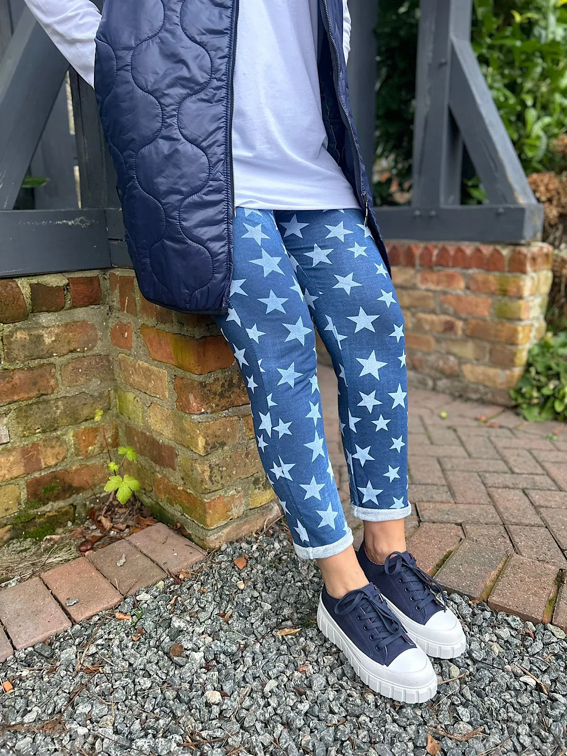 Denim Star Print Joggers - Shop now for stylish star print denim joggers.