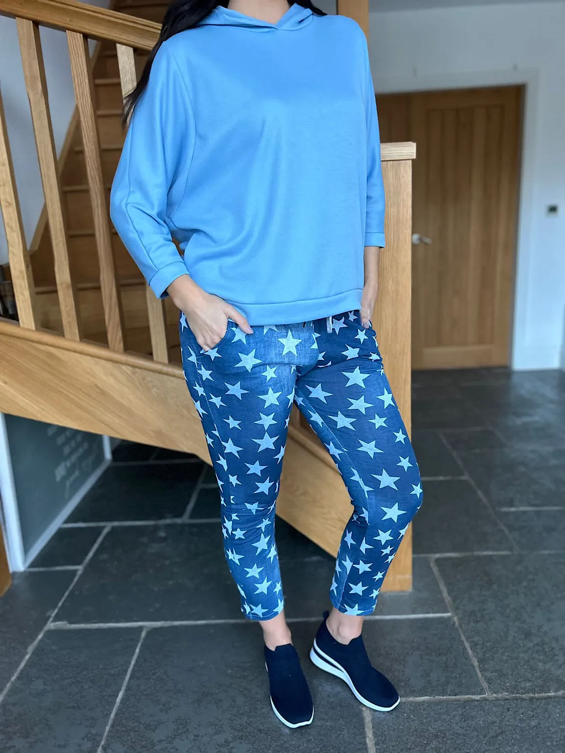 Denim Star Print Joggers - Shop now for stylish star print denim joggers.