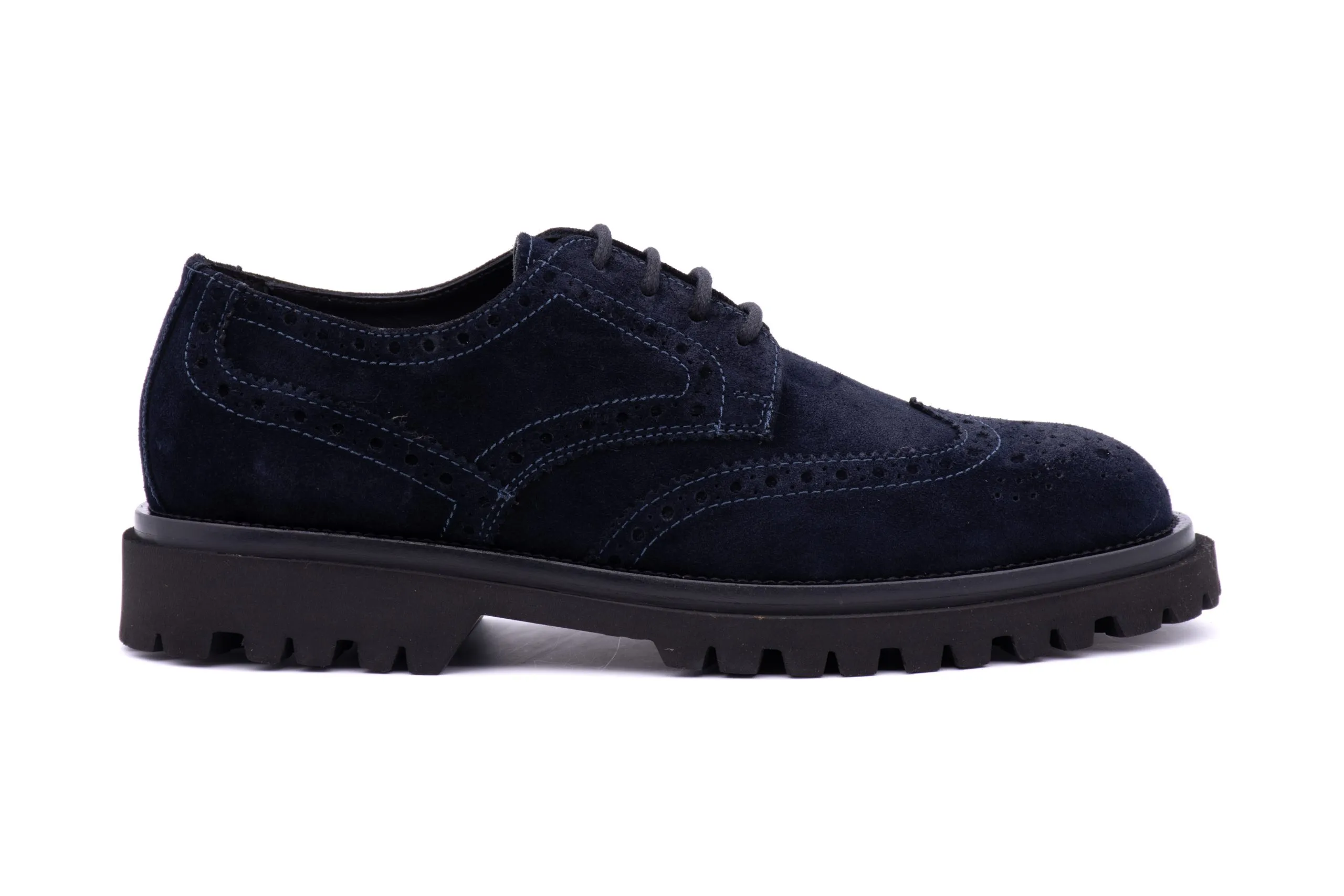 Derby Suede Shoes with Decorative Perforations