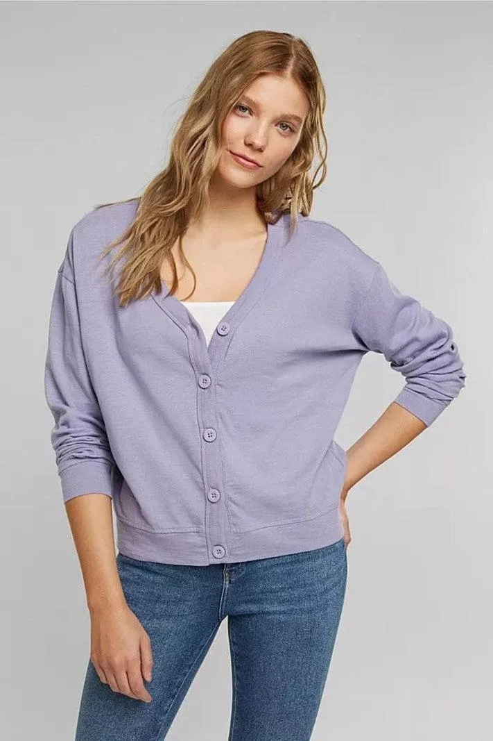 Esprit Lilac Sustainable Knit Pigment Dye Cardigan