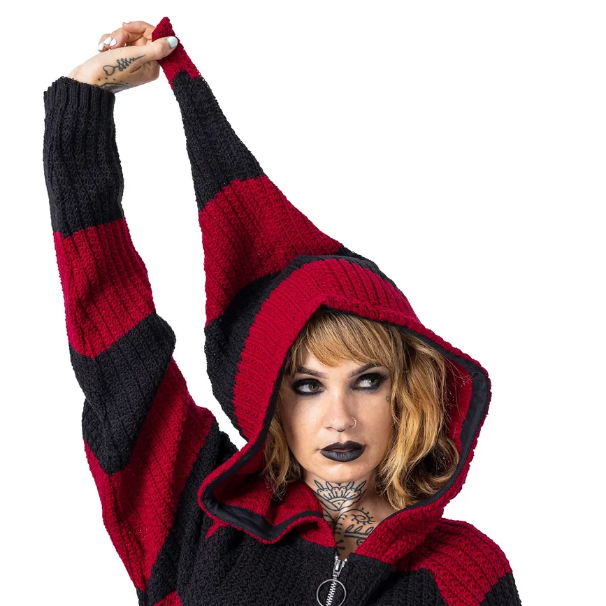 Esther Knit Cardigan - Black and Red