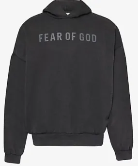 Fear of God Mens Black Logo-print relaxed-fit cotton hoody