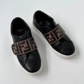 Fendi Black Leather FF Trainers, EU 32