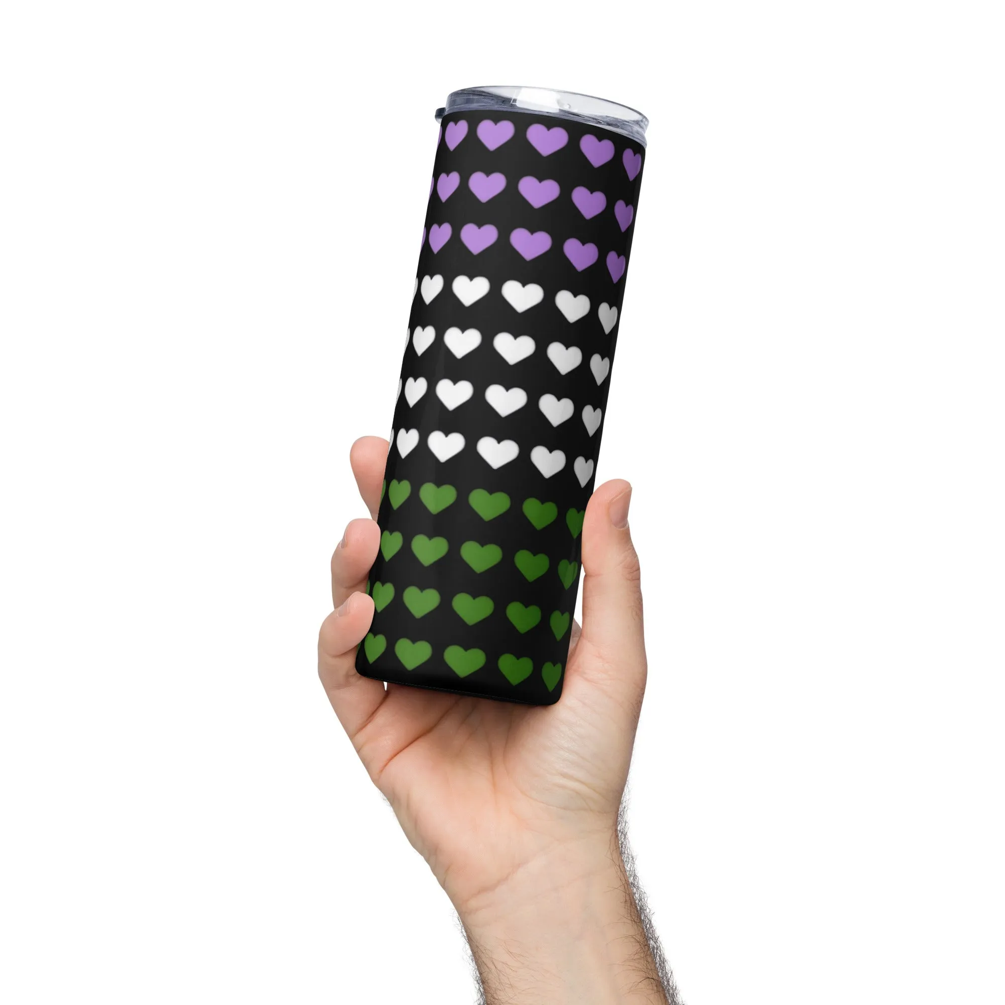 Genderqueer Pride Hearts Stainless Steel Tumbler - 20 oz