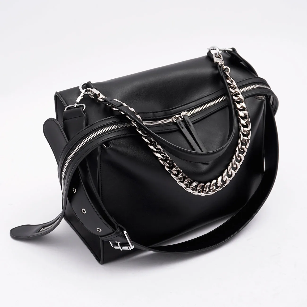 Giulian Black Crossbody Bag with Triple Straps