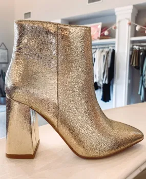 Gold Crackle Bootie - Veronica