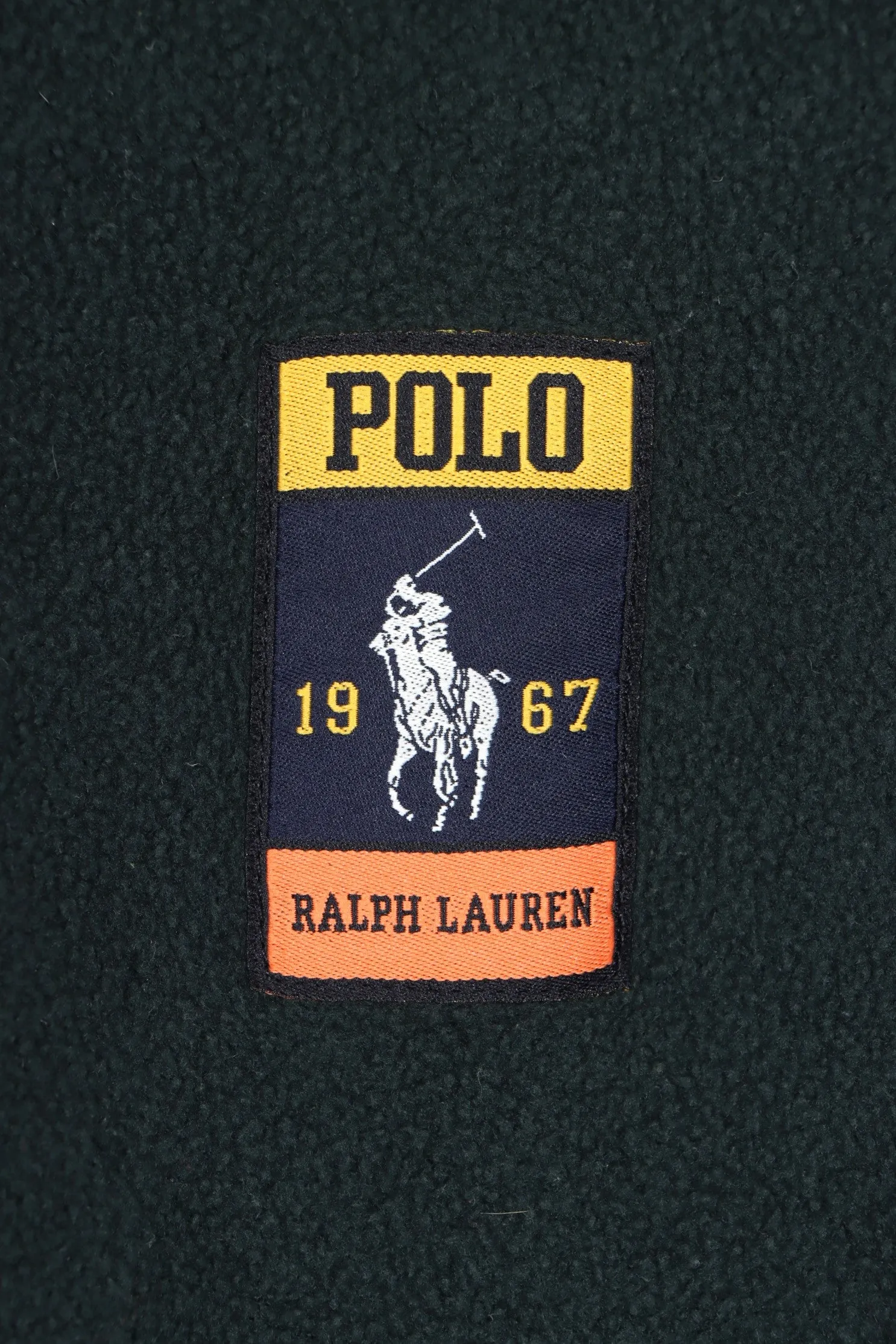 Green & Gold Henley Fleece Sweatshirt - Ralph Lauren Polo (Size S)