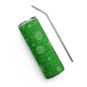 Green Holiday Snowflake Stainless Steel Tumbler 20 oz