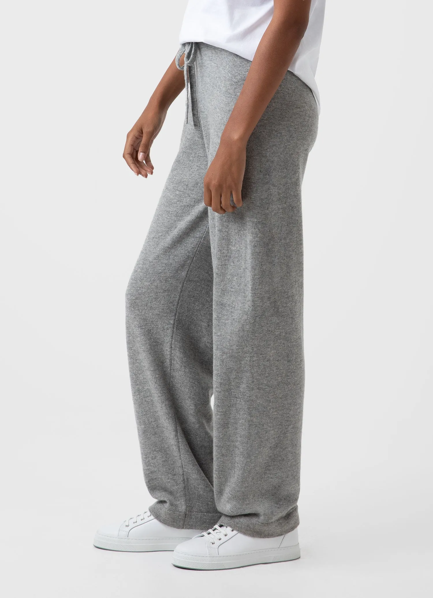 Grey melange women's cashmere lounge pant