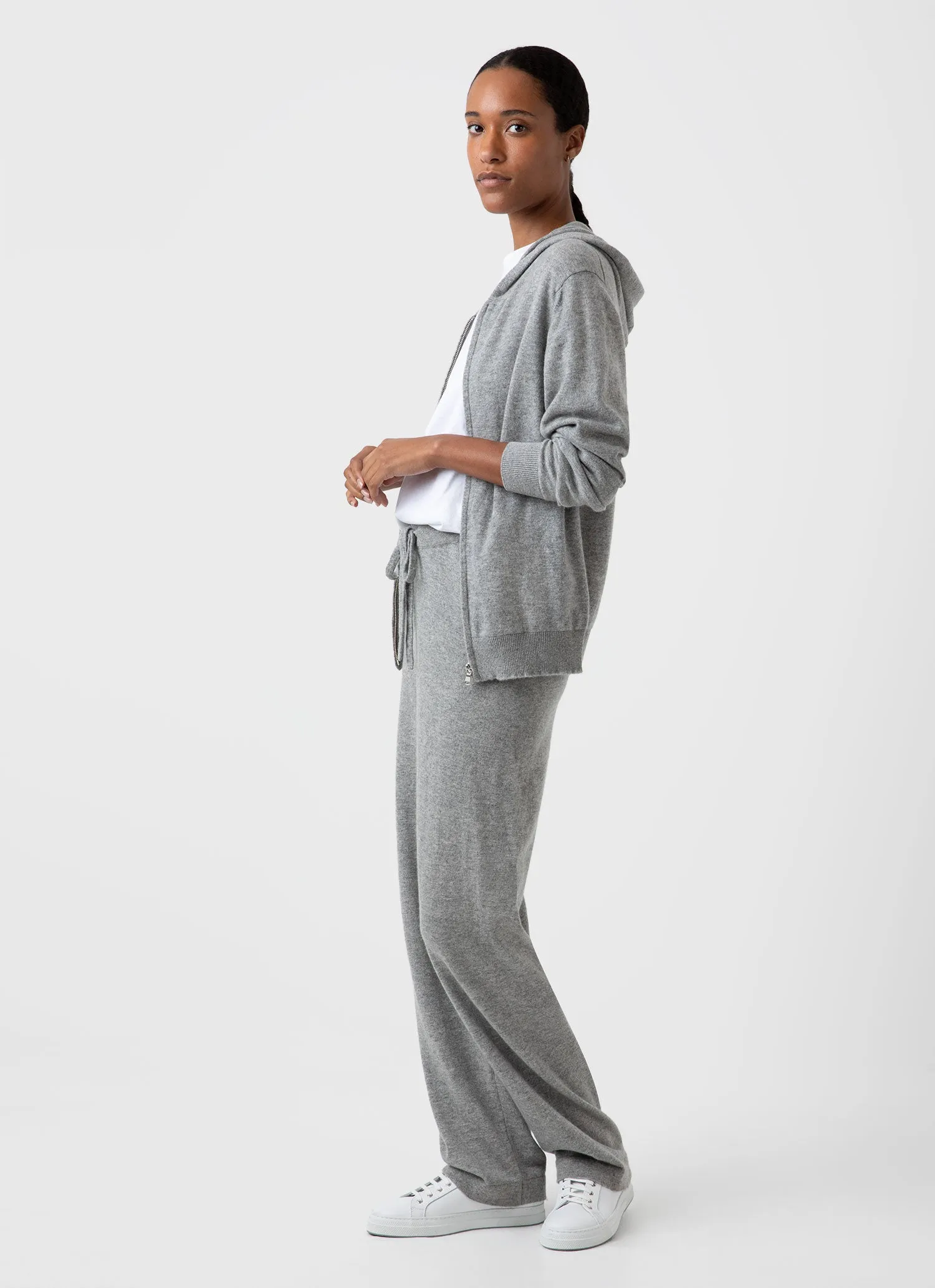 Grey melange women's cashmere lounge pant