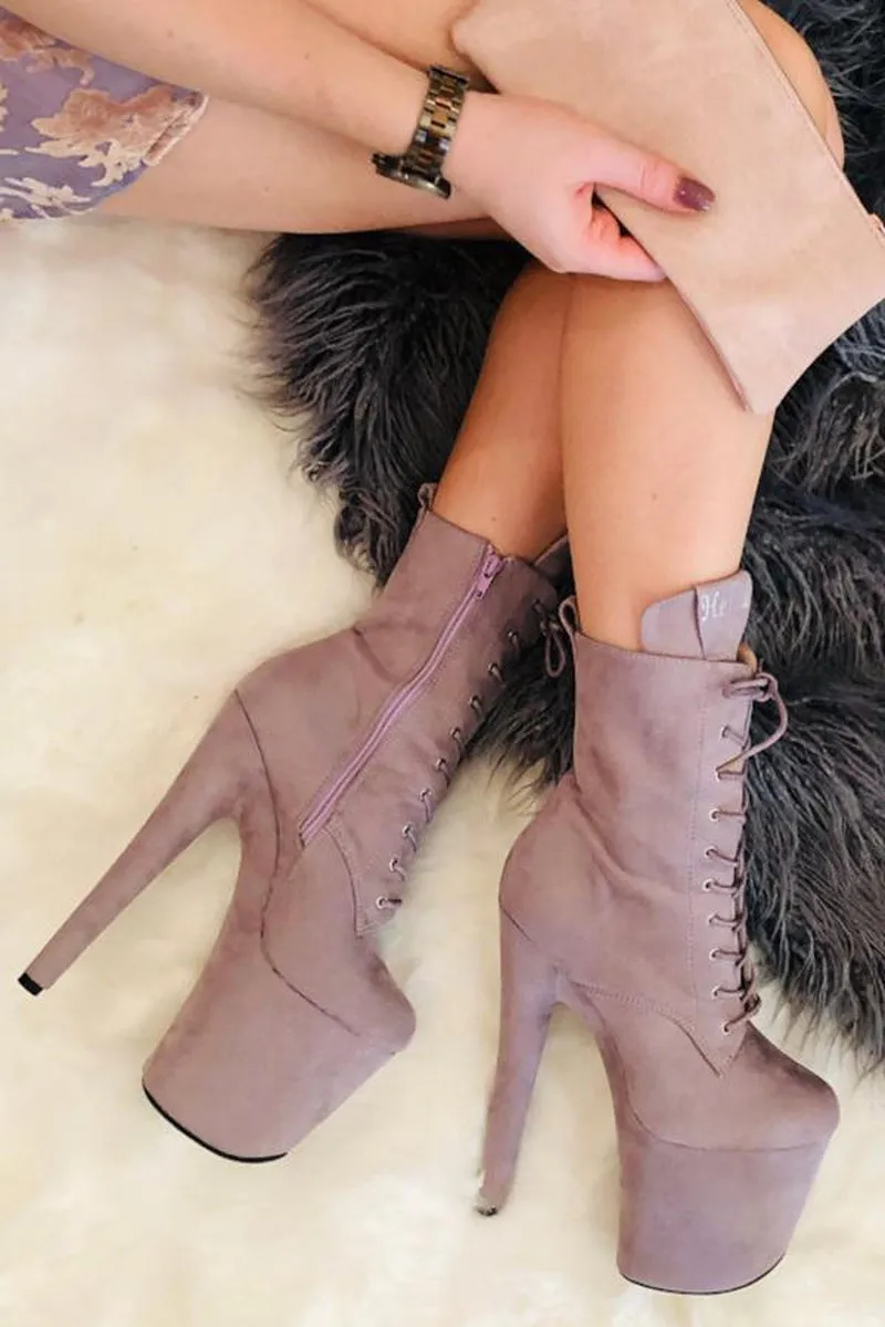 Hella Heels BabyDoll 8 Boots - Lilac Mink