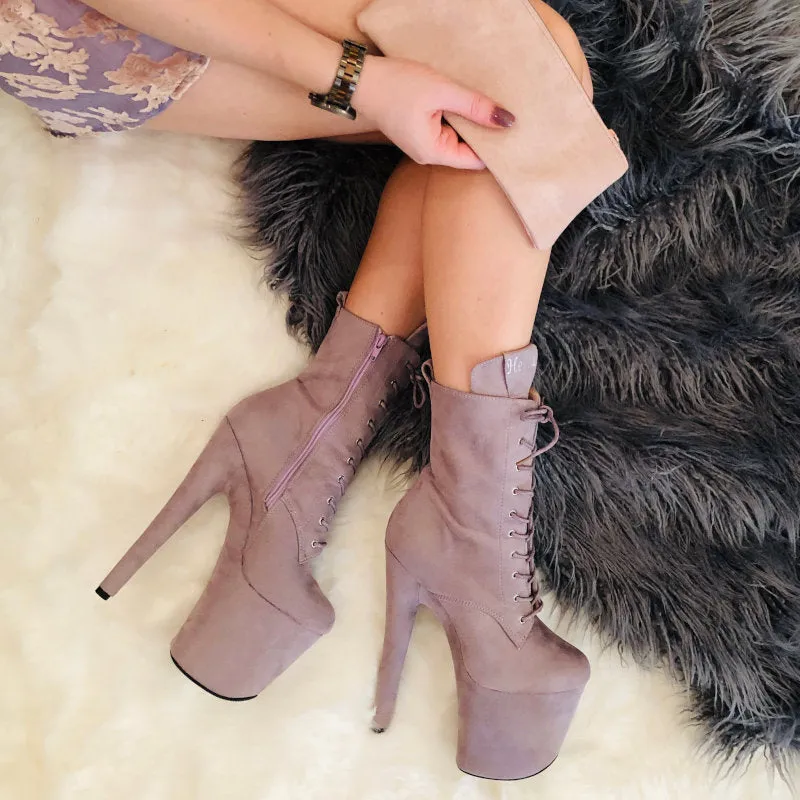 Hella Heels BabyDoll 8 Boots - Lilac Mink