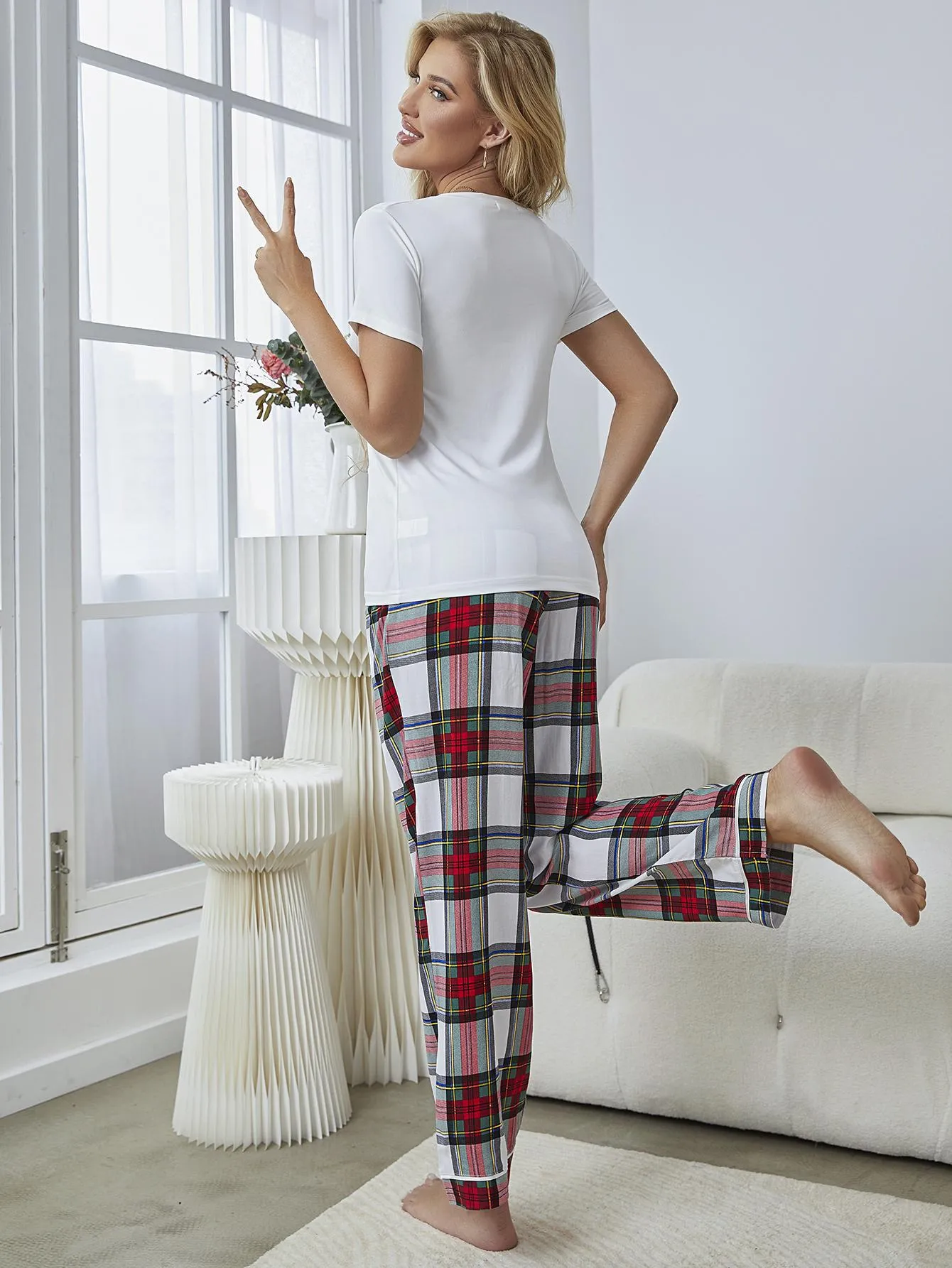 Holiday Plaid Lounge Set