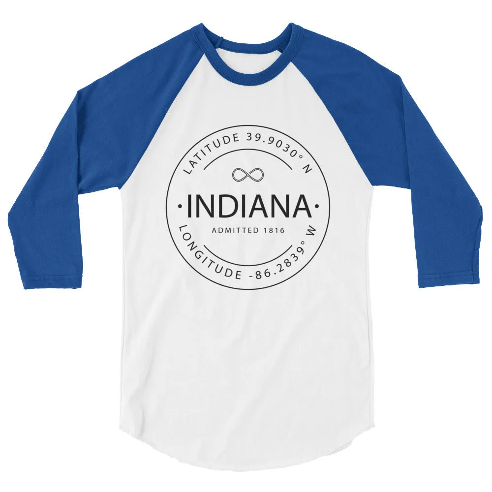 Indiana Raglan Shirt - Latitude and Longitude - 3/4 Sleeve