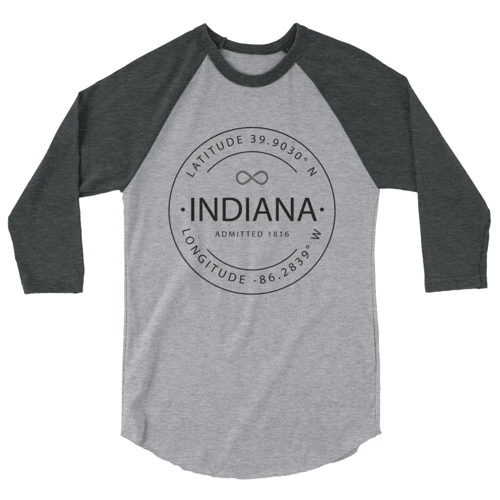 Indiana Raglan Shirt - Latitude and Longitude - 3/4 Sleeve