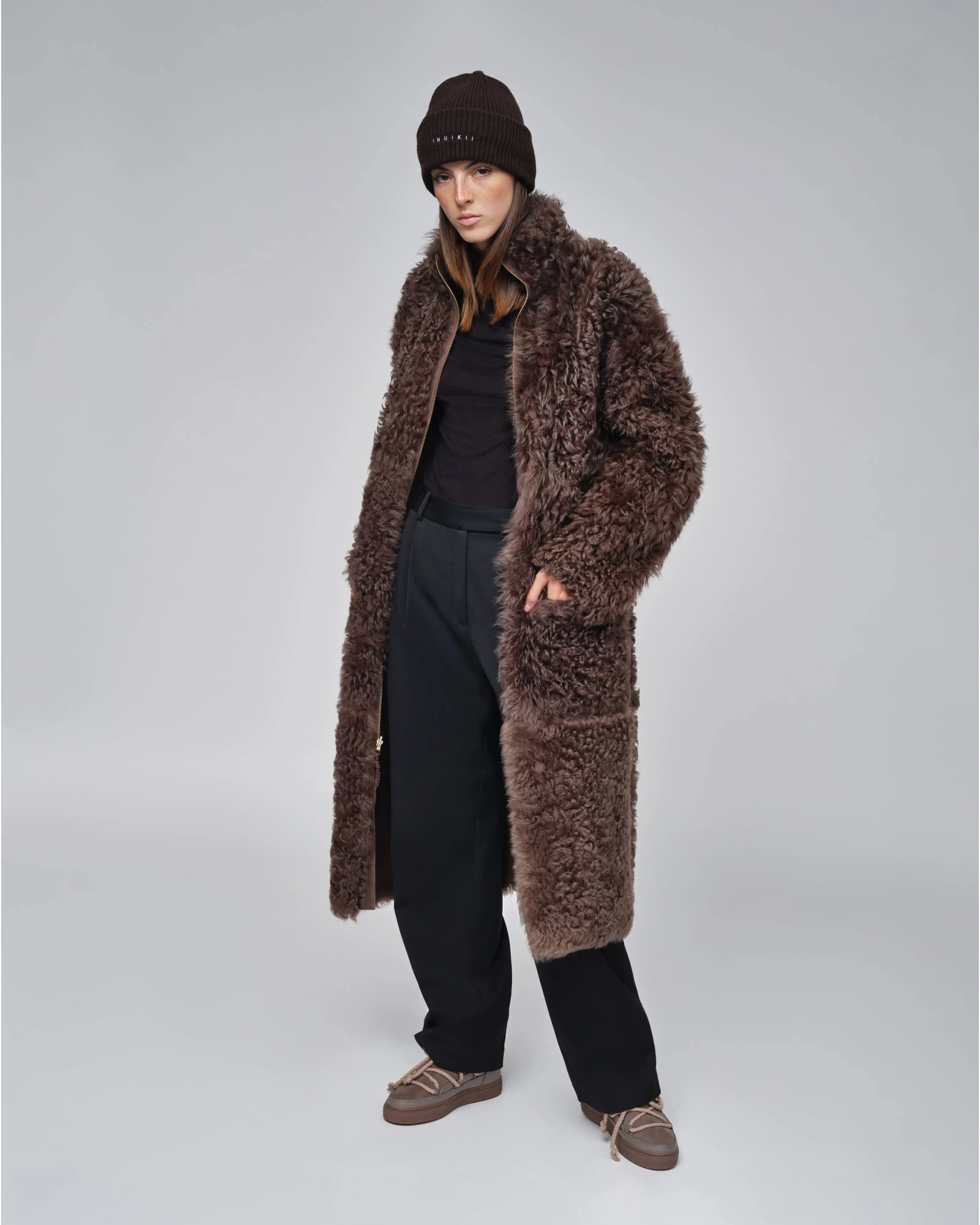  INUIKII Shearling Coat Taupe 