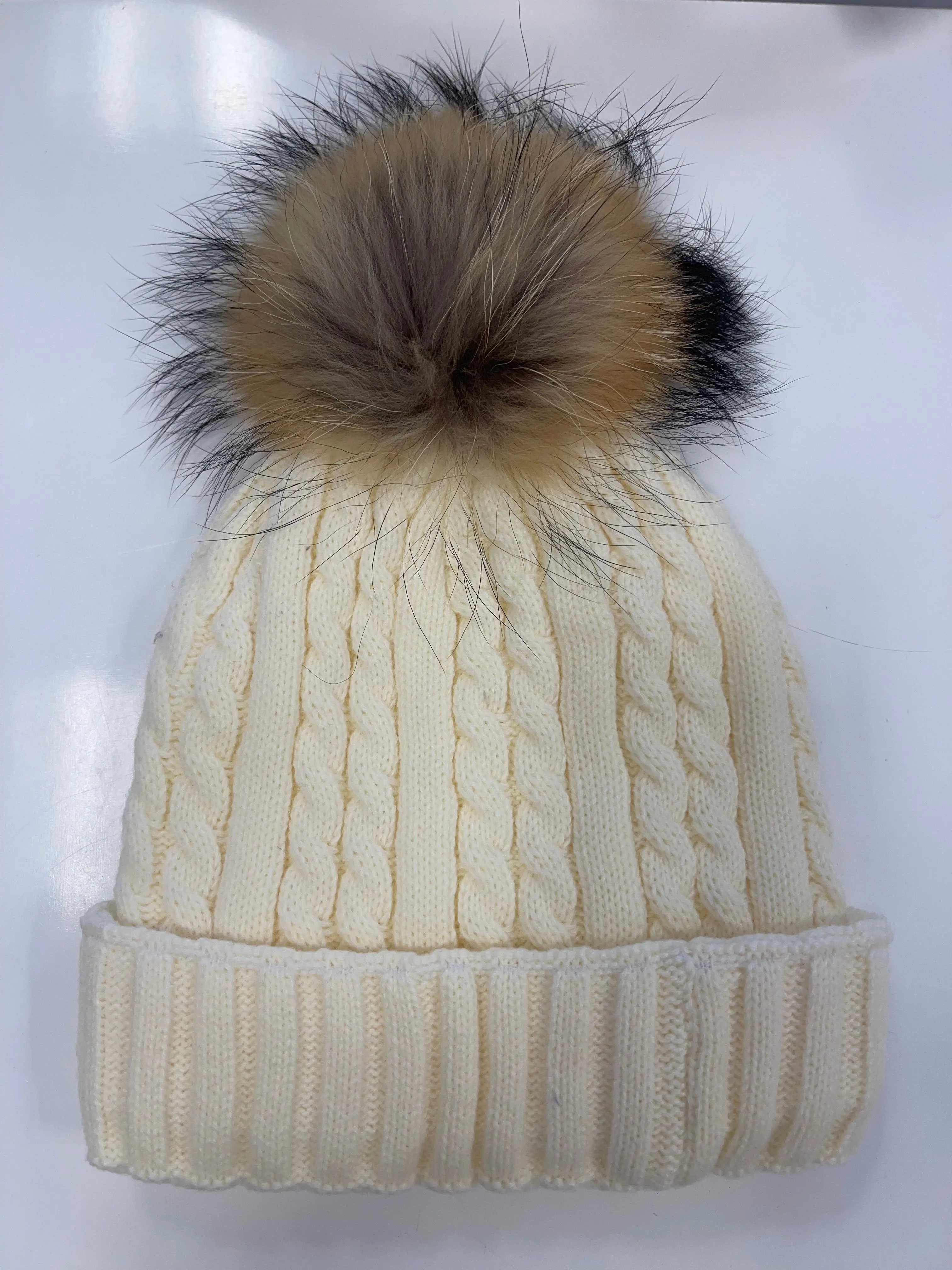 Ivory Cable-Knit Beanie.