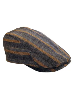 Jackson Blue/Brown Stripe Cotton & Linen Driving Cap