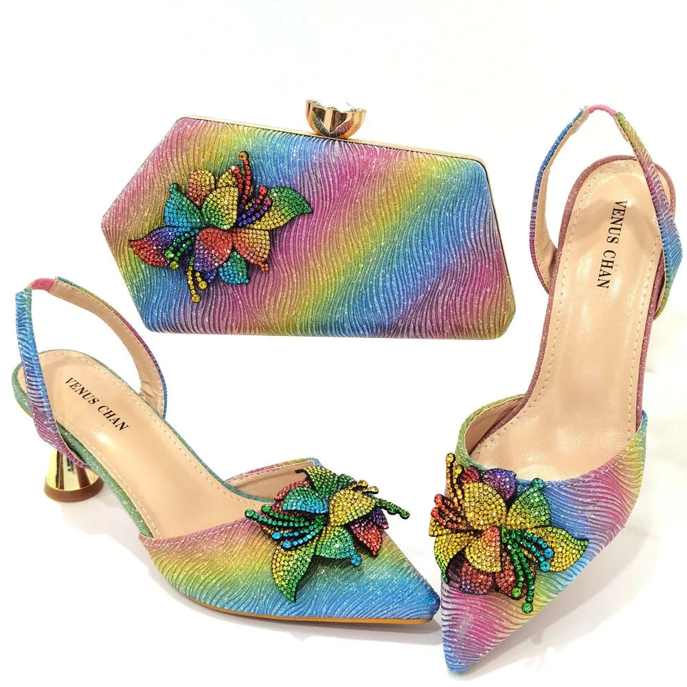 Latest African shoe and bag set: High-quality Nigeria party shoes and matching bag set for women, perfect for weddings.