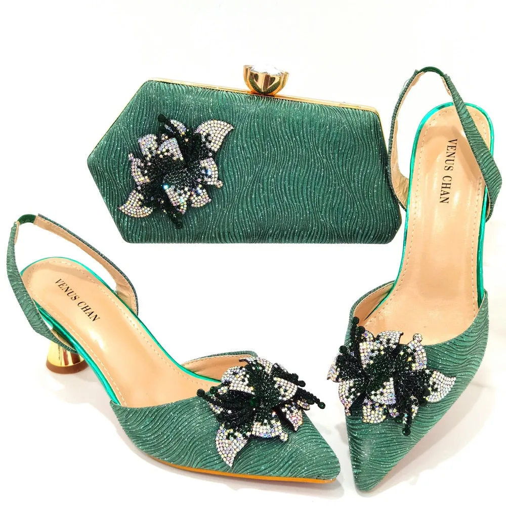 Latest African shoe and bag set: High-quality Nigeria party shoes and matching bag set for women, perfect for weddings.