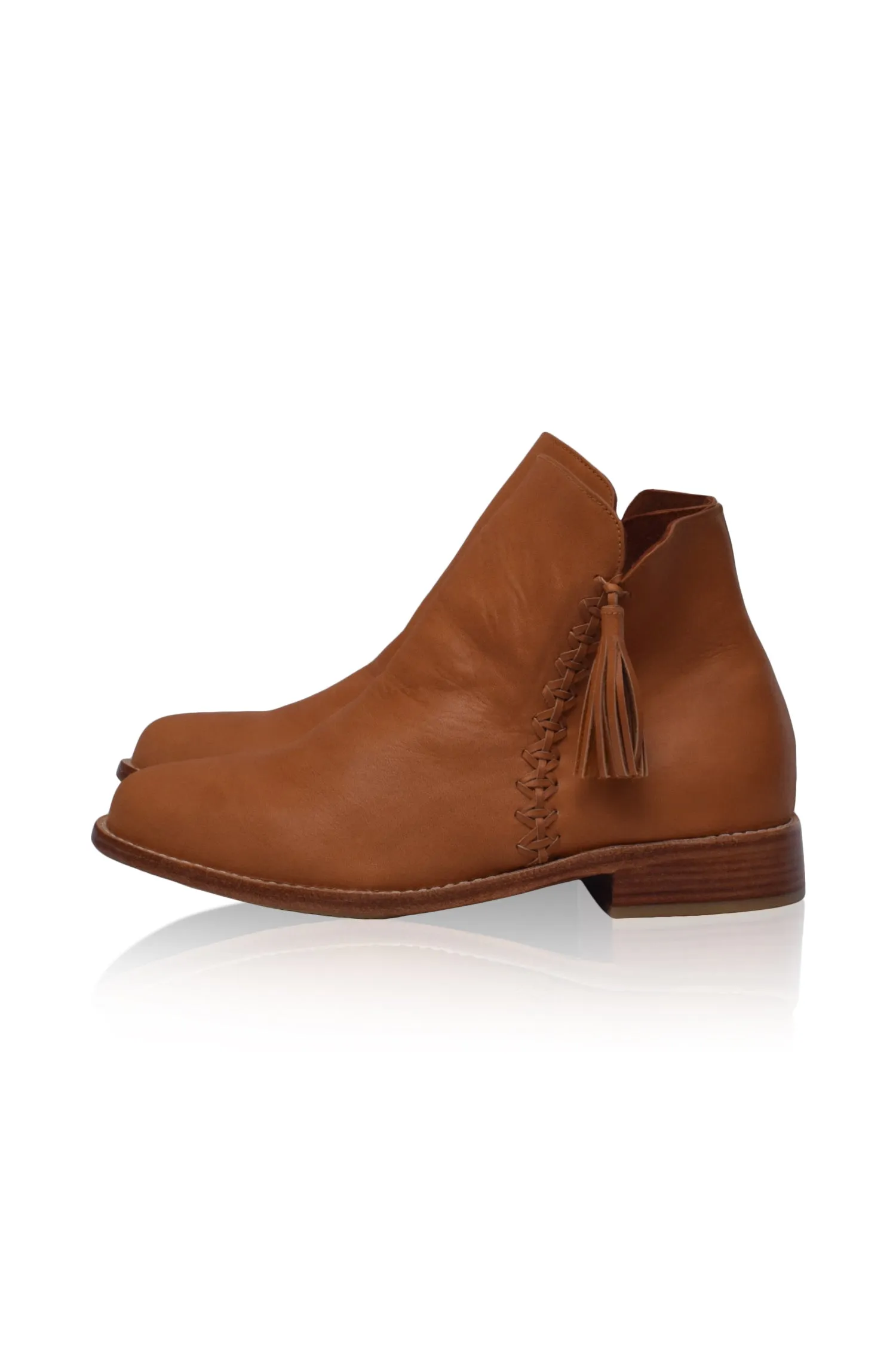 Leather Ankle Boots - Dark Tan