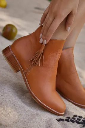 Leather Ankle Boots - Dark Tan