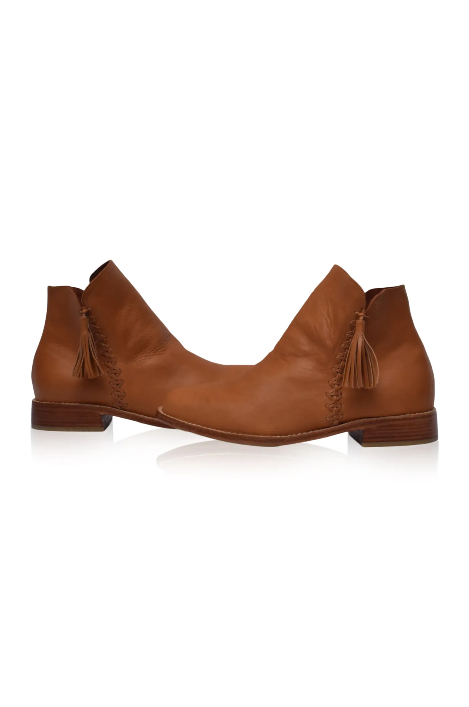 Leather Ankle Boots - Dark Tan