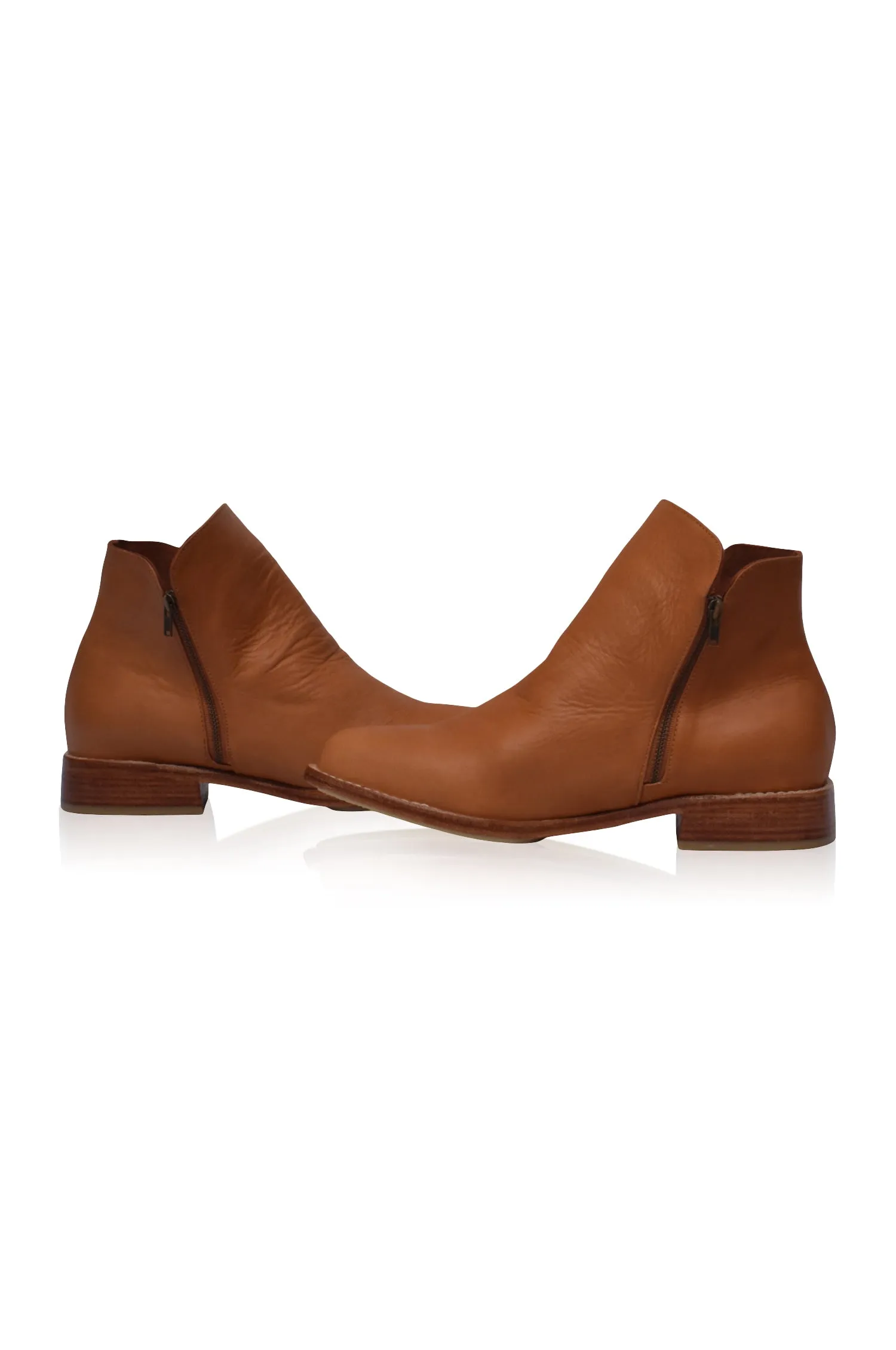 Leather Ankle Boots - Dark Tan