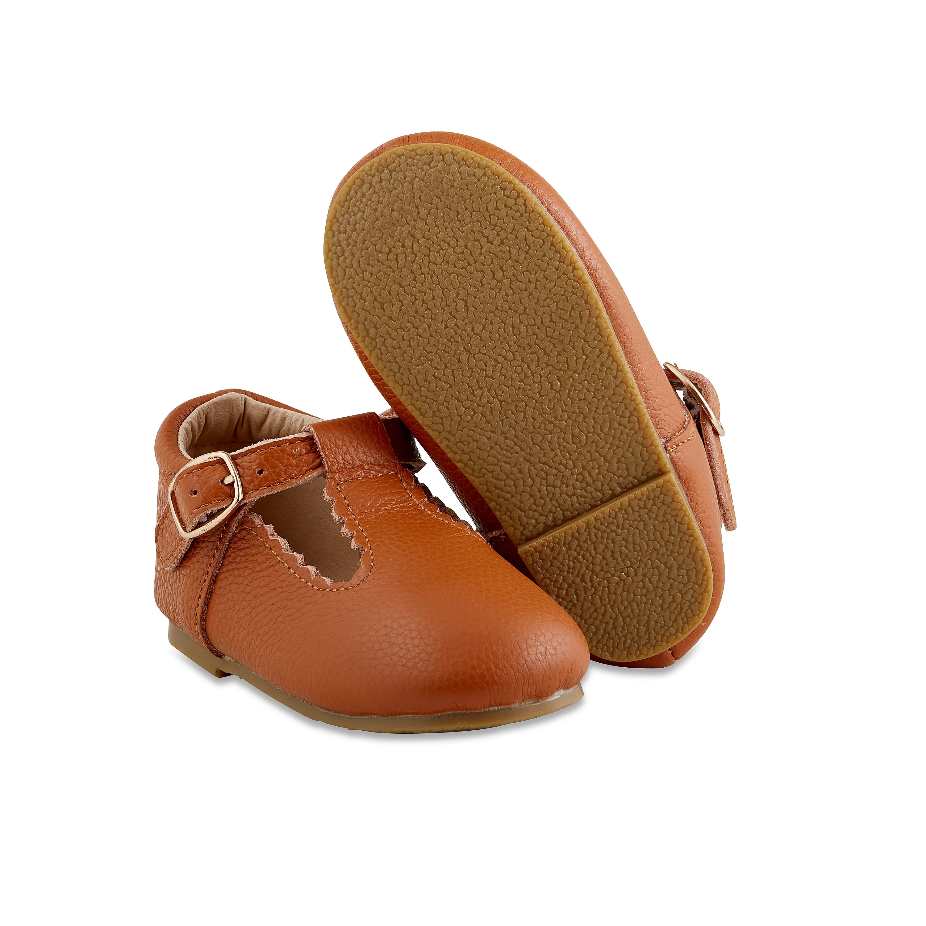 Leather Mary Jane Moccasins - Tawny