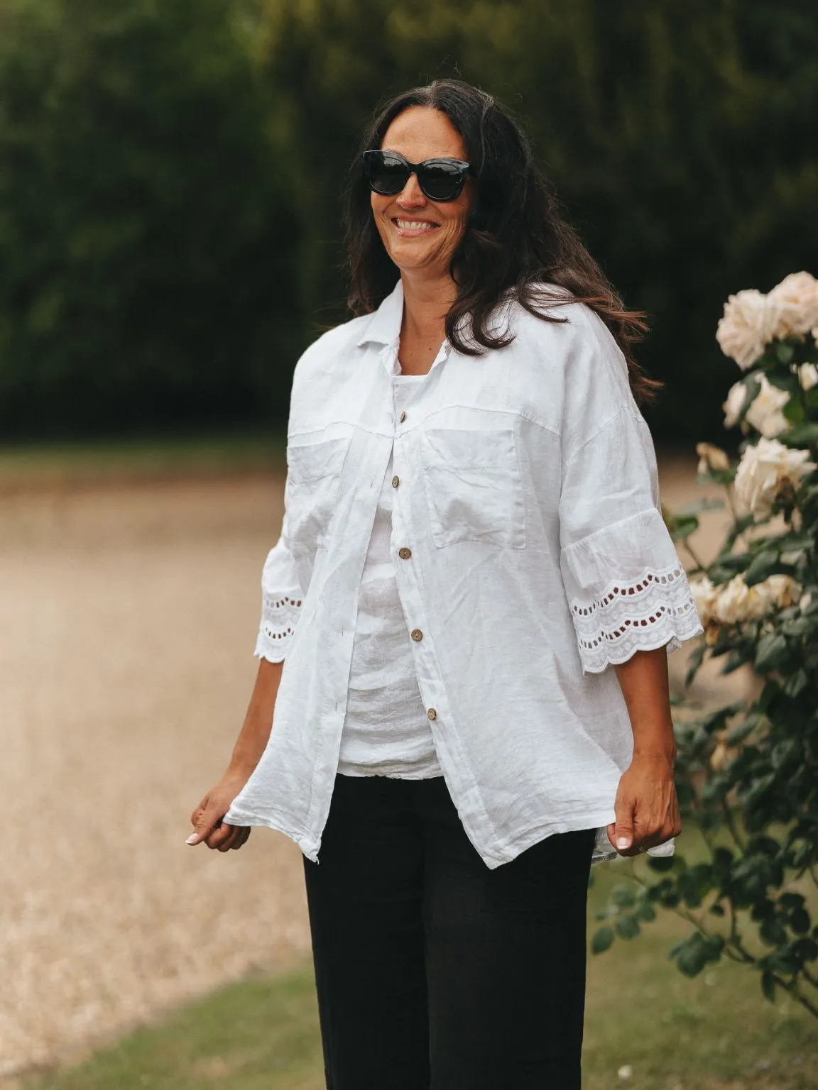 Linen Broderie Anglaise Shirt Danica