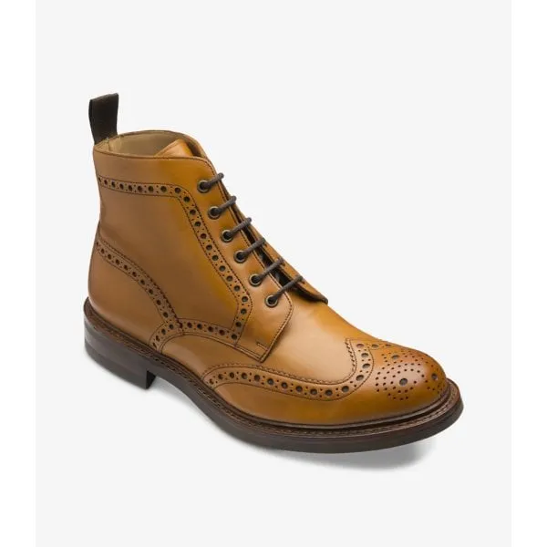 Loake Mens Bedale Brogue Derby Boot in Tan