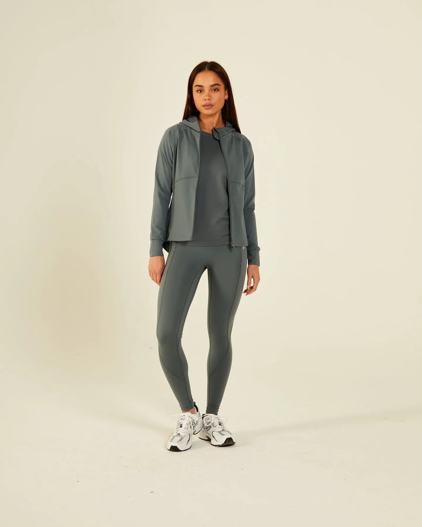 Lucie Grey Hooded Zipper in Sage Color