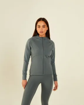 Lucie Grey Hooded Zipper in Sage Color