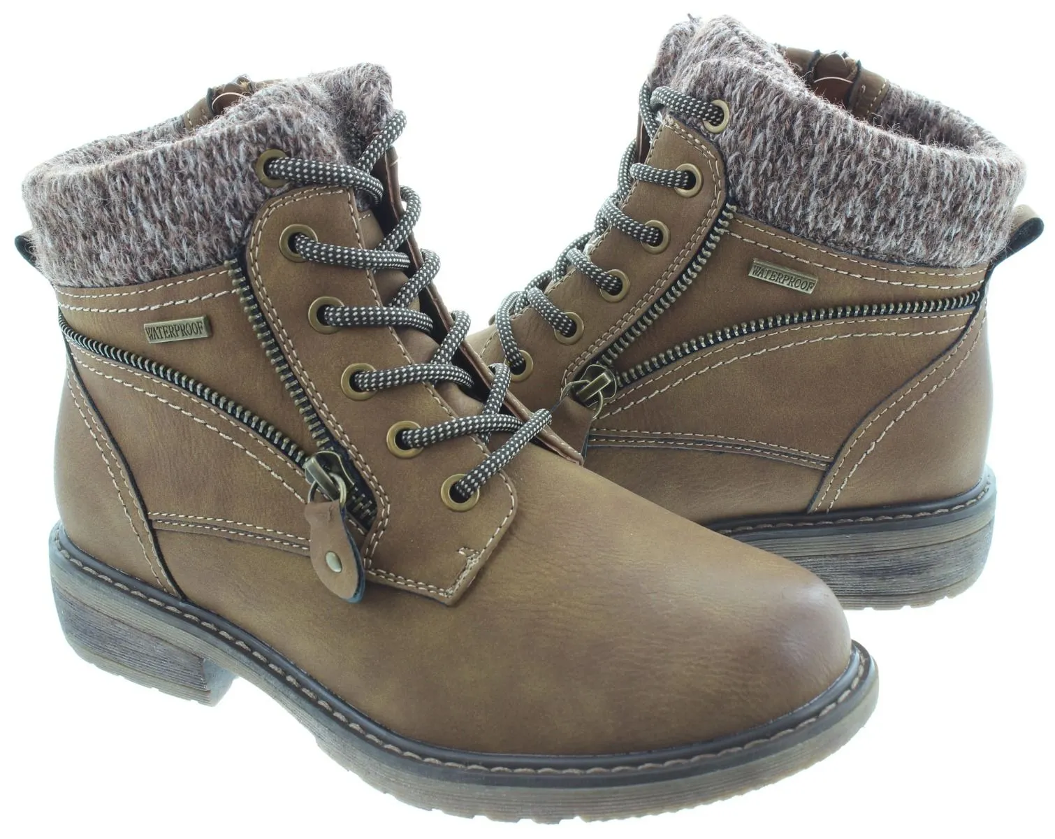 LUNAR Ladies GLB090 Benson Waterproof Boots In Tan