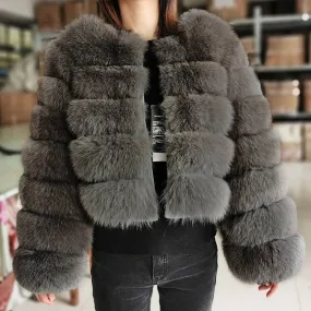 Luxury Winter Fox Raccoon Fur Jacket Women