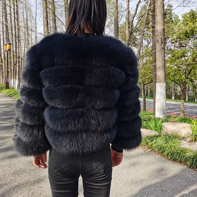 Luxury Winter Fox Raccoon Fur Jacket Women