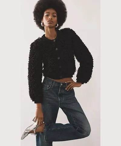 Maeve Loop-Stitch Cardigan Sweater