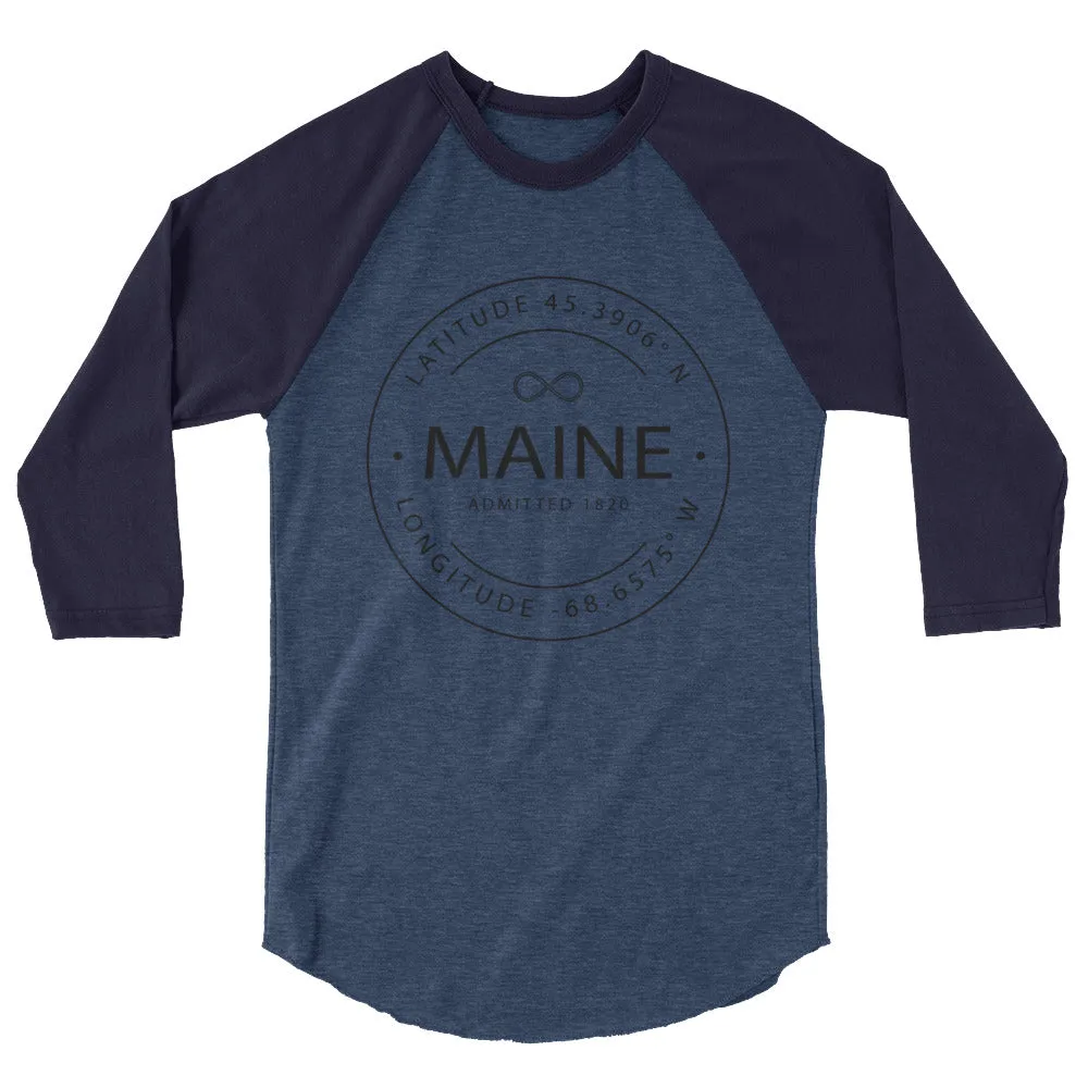 Maine 3/4 Sleeve Raglan Shirt - Latitude and Longitude Store.