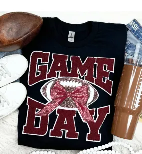 Maroon Game Day Bow Tee