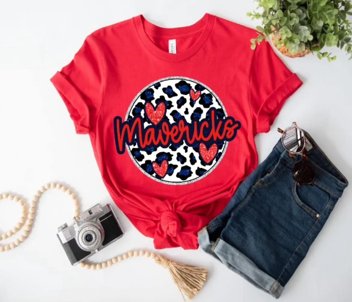 Mavericks Leopard Heart T-Shirt