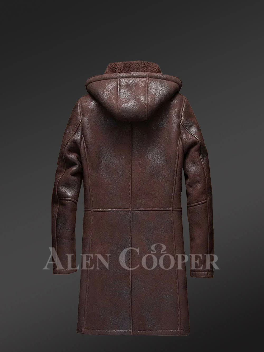 Mens Long Brown Shearling Coat