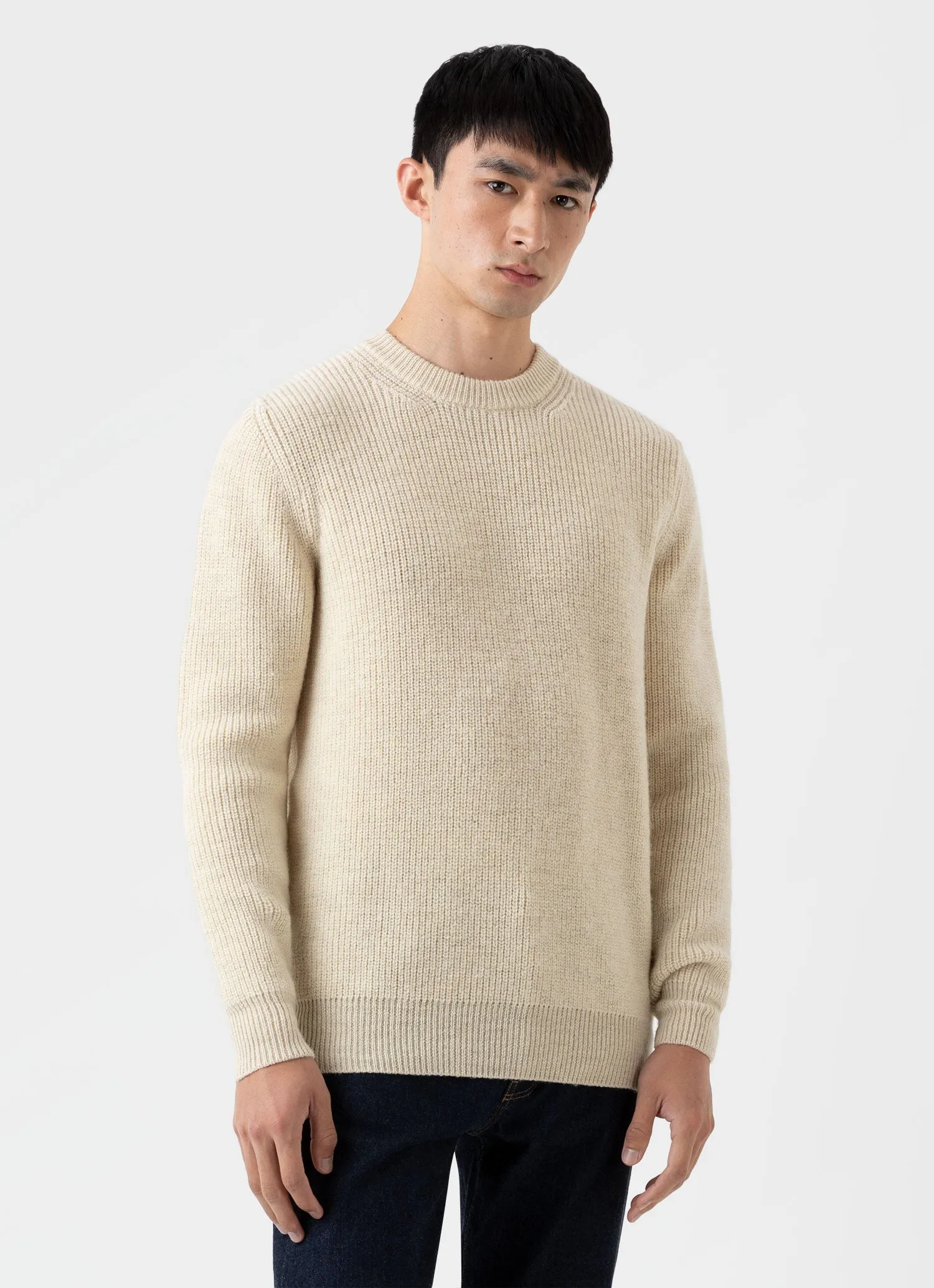 Men's Luxury British Wool Jumper in Natural Ecru