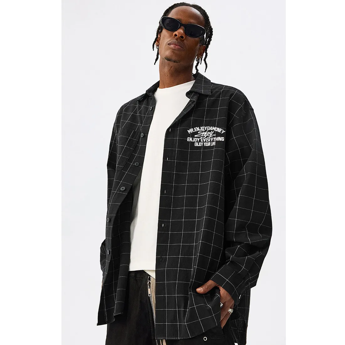 MR. ENJOY DA MONEY  |Other Plaid Patterns Unisex Street Style Long Sleeves Cotton